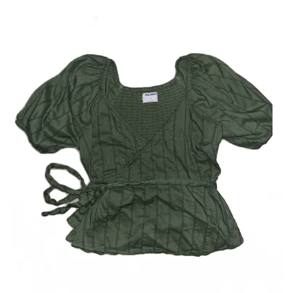 Old Navy Olive Puff Sleeve Blouse